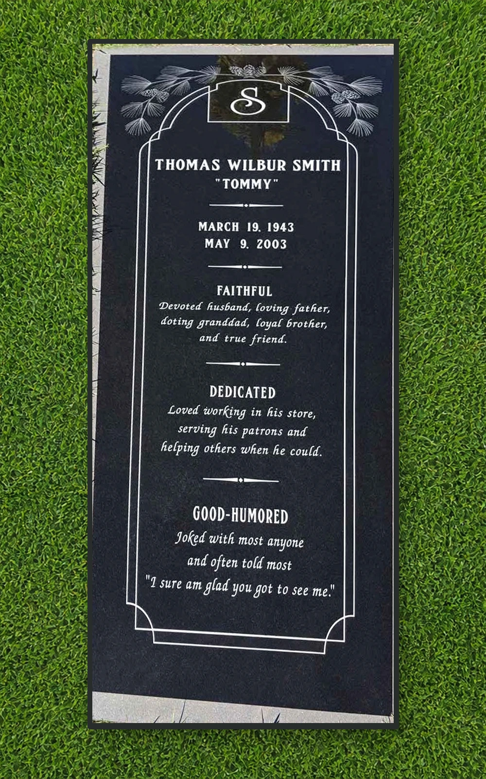 Custom granite memorial available for delivery and shipping